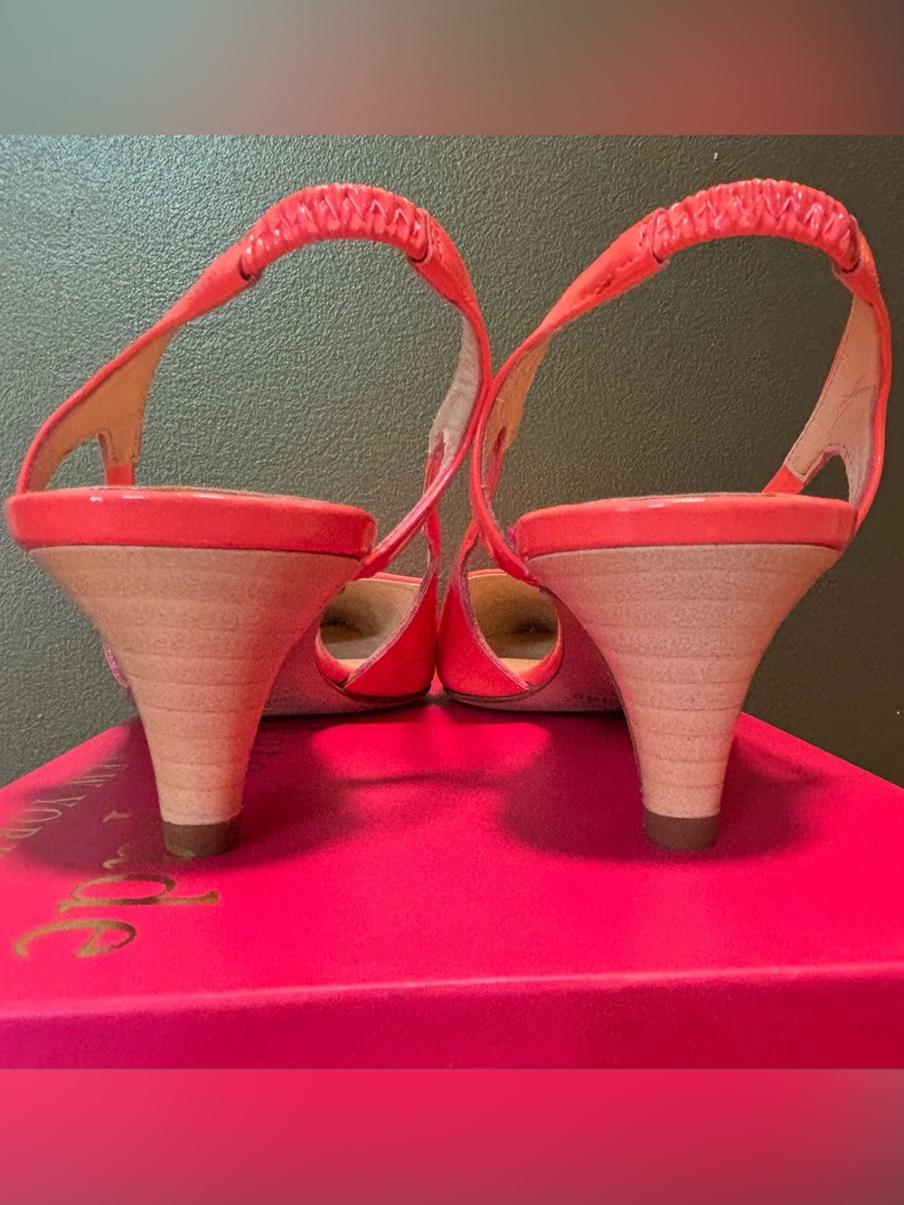 Kate Spade Coral Patent Slingback Kitten Heels 7.5 - Picture 5 of 8